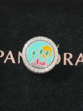 Pandora Miami Beach Bead Travel Charm Bracelet Pendant S925 Silver with box